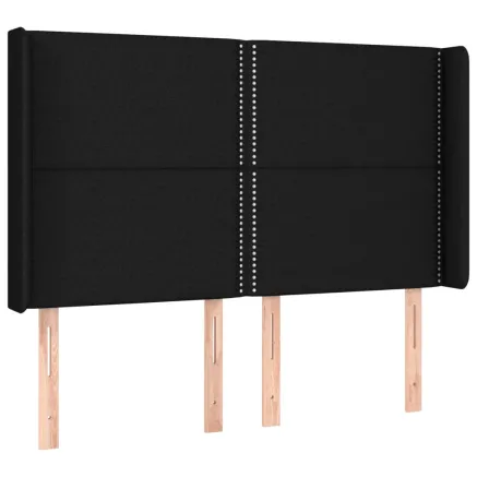 Tête de lit avec oreilles Noir 147x16x118/128 cm Tissu 2