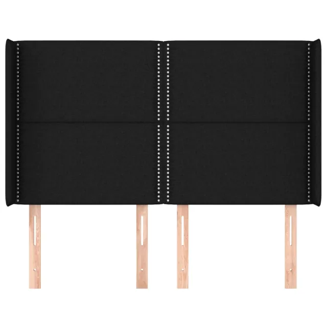 Tête de lit avec oreilles Noir 147x16x118/128 cm Tissu