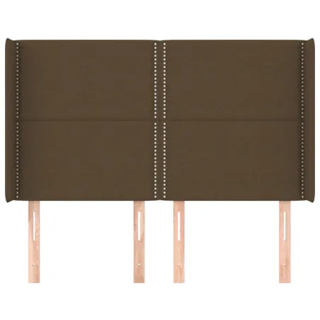 Tête de lit avec oreilles Marron foncé 147x16x118/128 cm Tissu