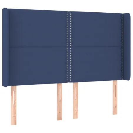 Tête de lit avec oreilles Bleu 147x16x118/128 cm Tissu