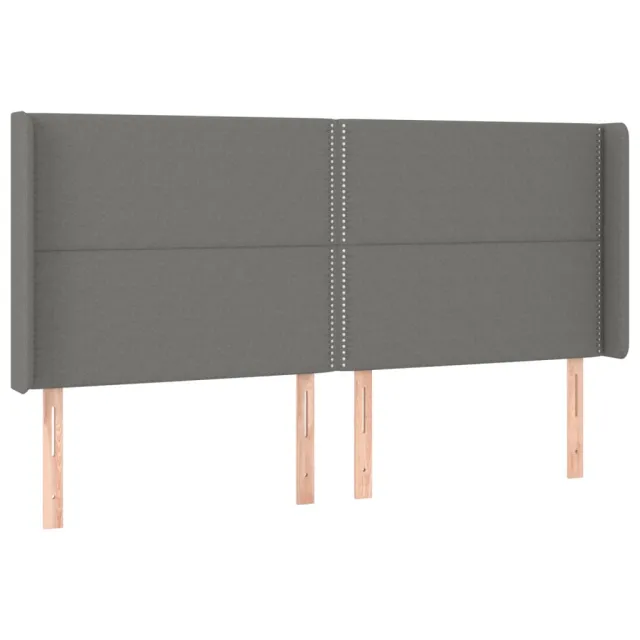 Tête de lit avec oreilles Gris foncé 163x16x118/128 cm Tissu