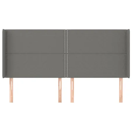 Tête de lit avec oreilles Gris foncé 163x16x118/128 cm Tissu