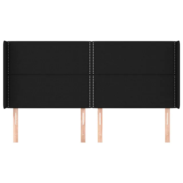 Tête de lit avec oreilles Noir 163x16x118/128 cm Tissu