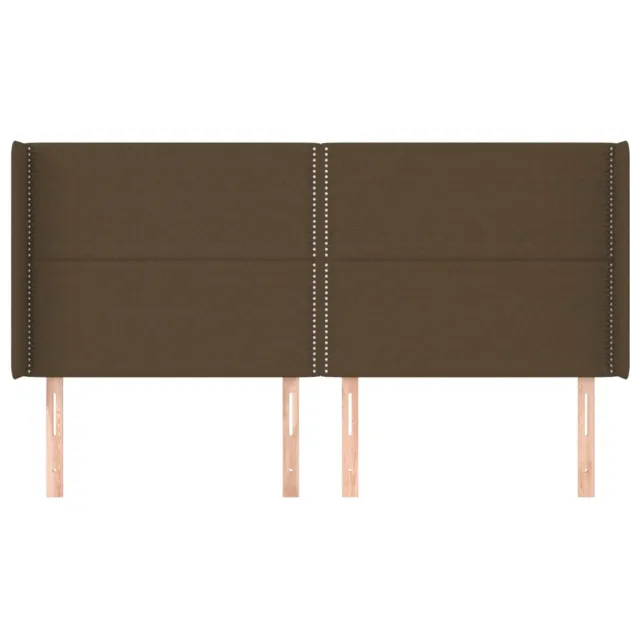 Tête de lit avec oreilles Marron foncé 163x16x118/128 cm Tissu