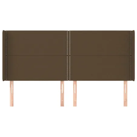 Tête de lit avec oreilles Marron foncé 163x16x118/128 cm Tissu