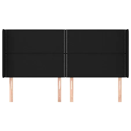 Tête de lit avec oreilles Noir 183x16x118/128 cm Tissu