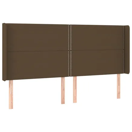 Tête de lit avec oreilles Marron foncé 183x16x118/128 cm Tissu 2