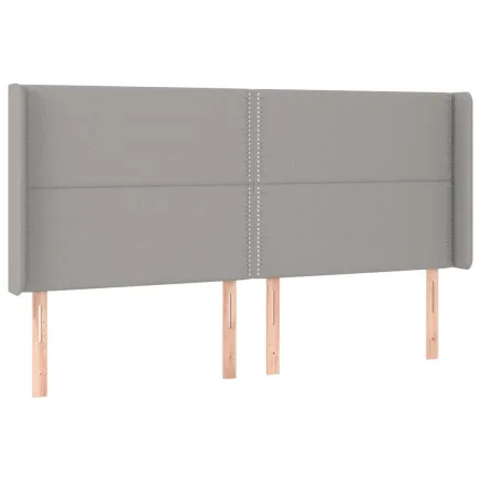 Tête de lit avec oreilles Gris clair 203x16x118/128 cm Tissu 2