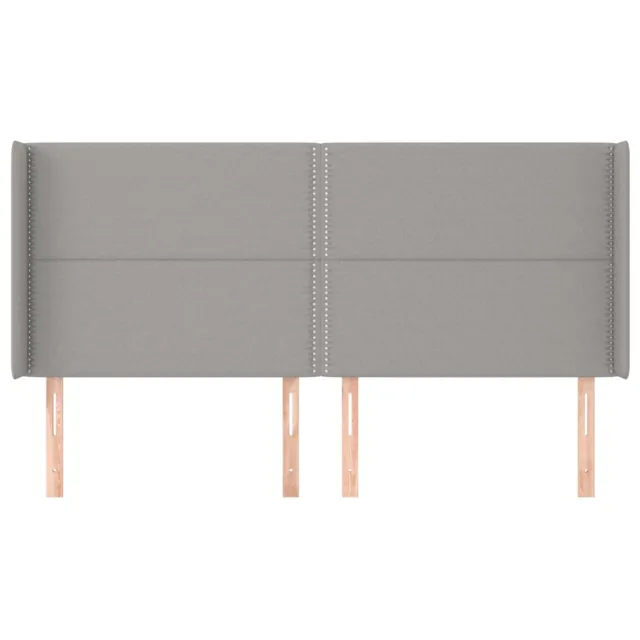 Tête de lit avec oreilles Gris clair 203x16x118/128 cm Tissu