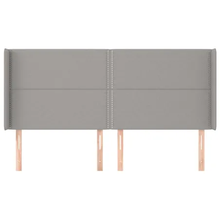 Tête de lit avec oreilles Gris clair 203x16x118/128 cm Tissu