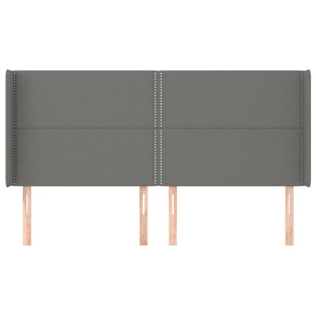 Tête de lit avec oreilles Gris foncé 203x16x118/128 cm Tissu