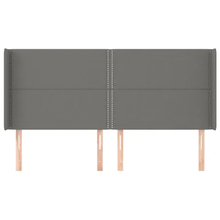 Tête de lit avec oreilles Gris foncé 203x16x118/128 cm Tissu