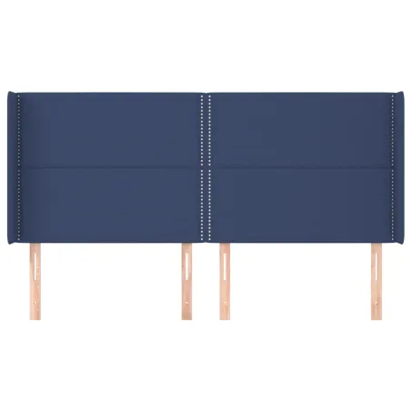 Tête de lit avec oreilles Bleu 203x16x118/128 cm Tissu