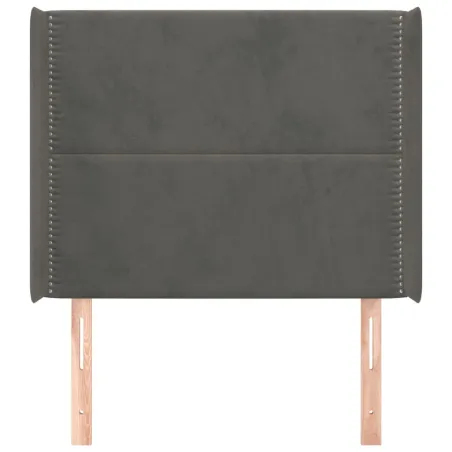 Tête de lit avec oreilles Gris foncé 103x16x118/128 cm Velours