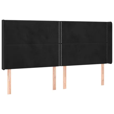 Tête de lit avec oreilles Noir 163x16x118/128 cm Velours 2