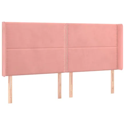 Tête de lit avec oreilles Rose 163x16x118/128 cm Velours 2