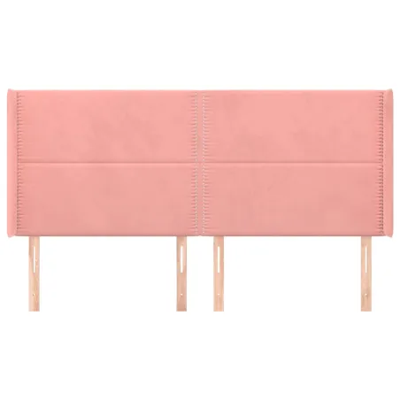 Tête de lit avec oreilles Rose 163x16x118/128 cm Velours