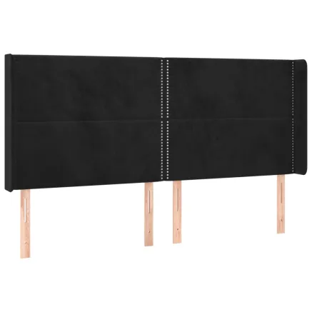 Tête de lit avec oreilles Noir 183x16x118/128 cm Velours 2