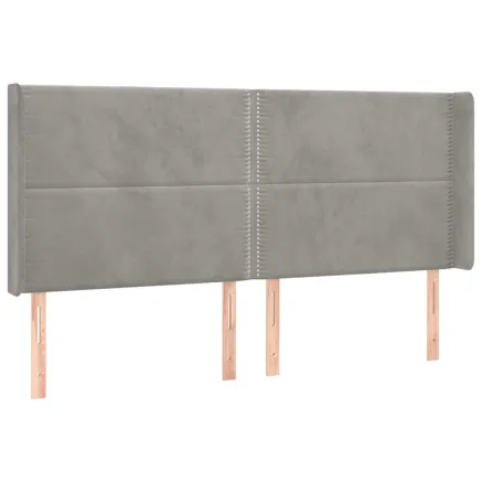 Tête de lit avec oreilles Gris clair 203x16x118/128 cm Velours 2