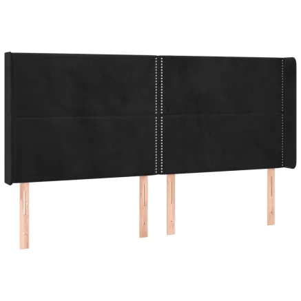 Tête de lit avec oreilles Noir 203x16x118/128 cm Velours 2