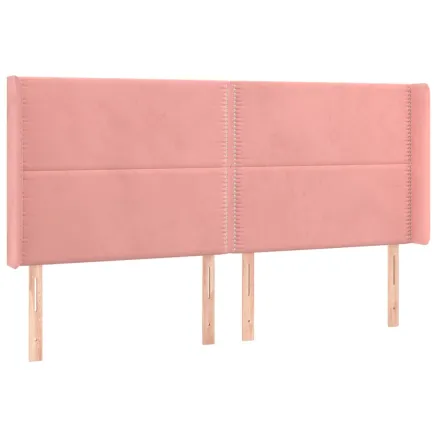 Tête de lit avec oreilles Rose 203x16x118/128 cm Velours 2