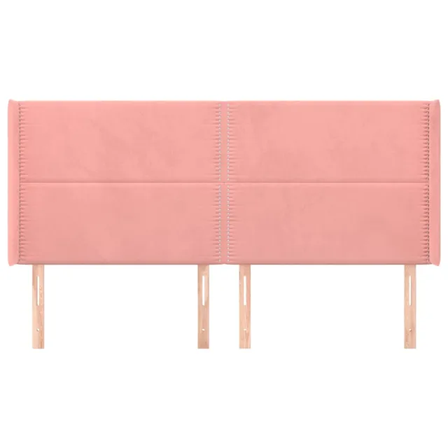 Tête de lit avec oreilles Rose 203x16x118/128 cm Velours