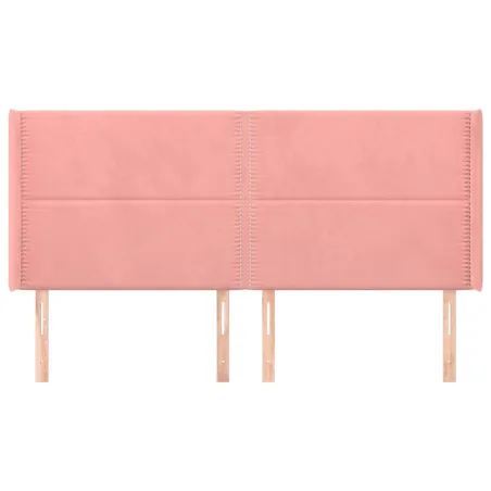 Tête de lit avec oreilles Rose 203x16x118/128 cm Velours