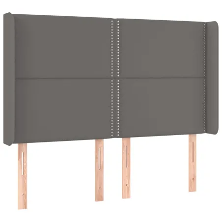 Tête de lit avec oreilles Gris 147x16x118/128 cm Similicuir