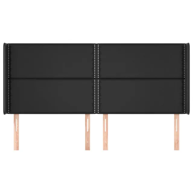 Tête de lit avec oreilles Noir 183x16x118/128 cm Similicuir