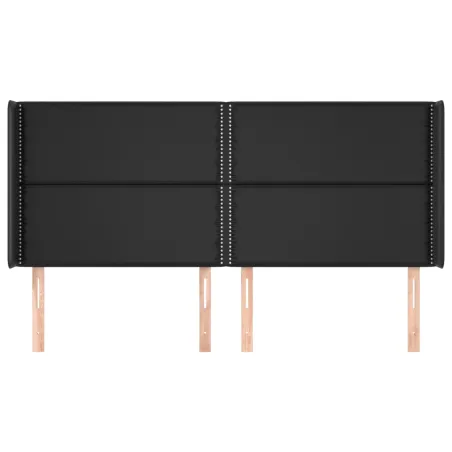 Tête de lit avec oreilles Noir 183x16x118/128 cm Similicuir