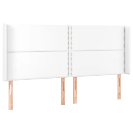 Tête de lit avec oreilles Blanc 183x16x118/128 cm Similicuir 2