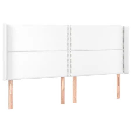 Tête de lit avec oreilles Blanc 183x16x118/128 cm Similicuir