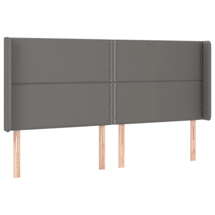 Tête de lit avec oreilles Gris 183x16x118/128 cm Similicuir 2