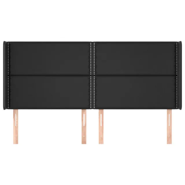 Tête de lit avec oreilles Noir 203x16x118/128 cm Similicuir