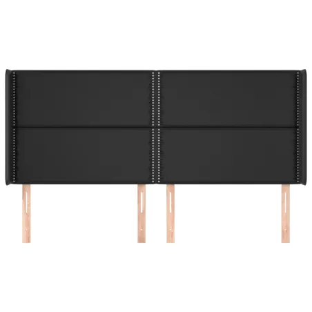 Tête de lit avec oreilles Noir 203x16x118/128 cm Similicuir