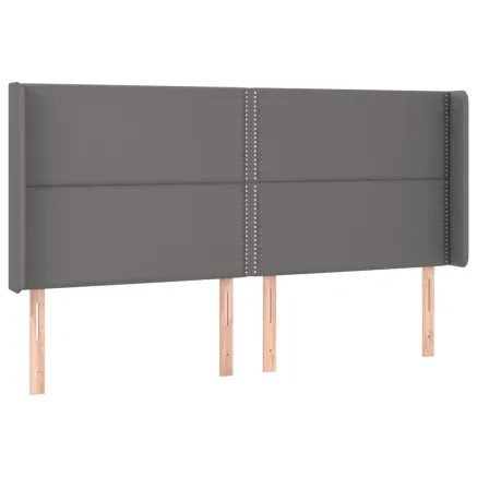 Tête de lit avec oreilles Gris 203x16x118/128 cm Similicuir 2