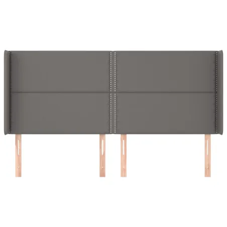 Tête de lit avec oreilles Gris 203x16x118/128 cm Similicuir