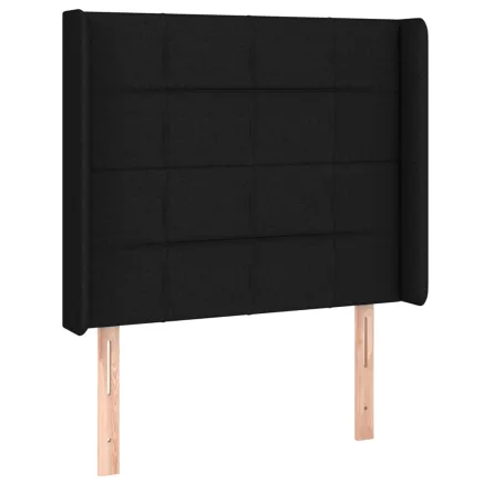 Tête de lit avec oreilles Noir 103x16x118/128 cm Tissu 2