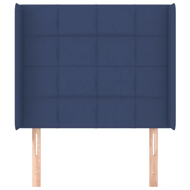 Tête de lit avec oreilles Bleu 103x16x118/128 cm Tissu
