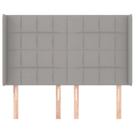 Tête de lit avec oreilles Gris clair 147x16x118/128 cm Tissu