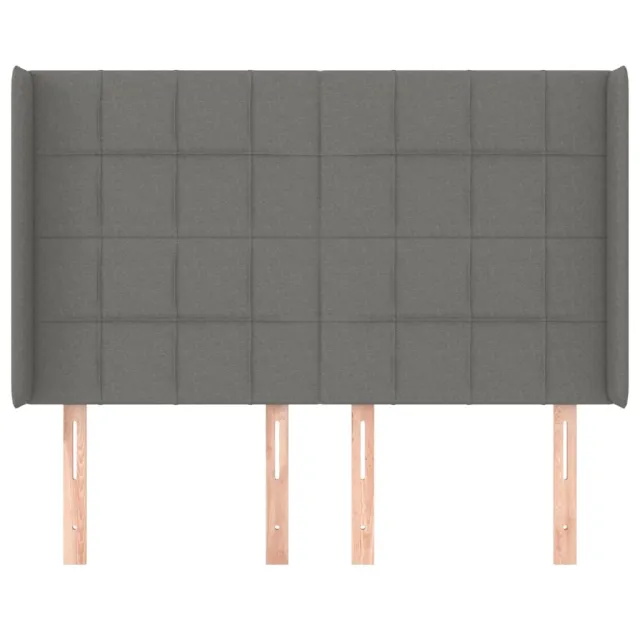 Tête de lit avec oreilles Gris foncé 147x16x118/128 cm Tissu