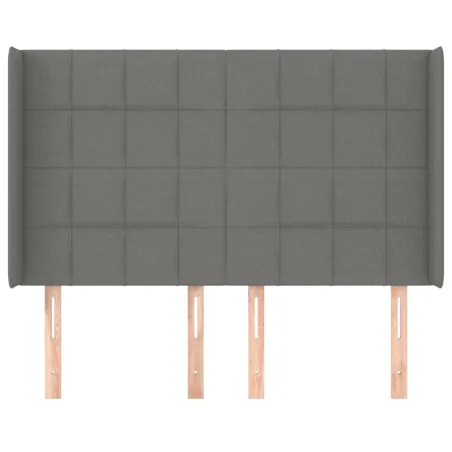 Tête de lit avec oreilles Gris foncé 147x16x118/128 cm Tissu