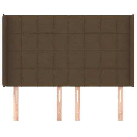 Tête de lit avec oreilles Marron foncé 147x16x118/128 cm Tissu