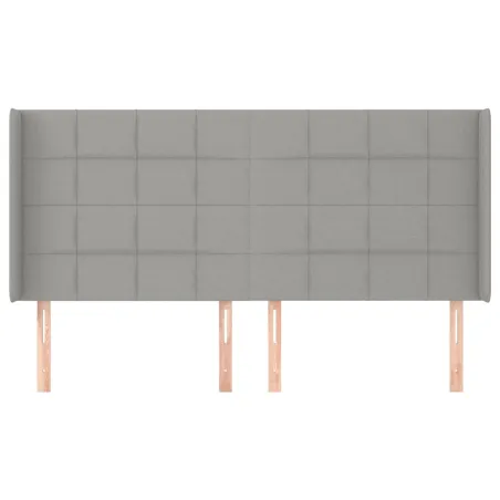 Tête de lit avec oreilles Gris clair 163x16x118/128 cm Tissu