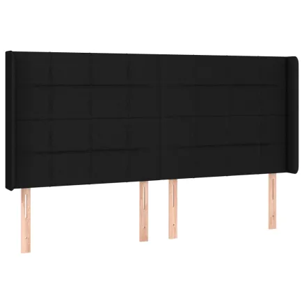 Tête de lit avec oreilles Noir 163x16x118/128 cm Tissu 2