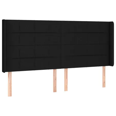 Tête de lit avec oreilles Noir 163x16x118/128 cm Tissu