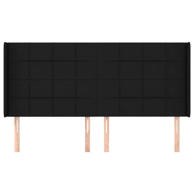 Tête de lit avec oreilles Noir 163x16x118/128 cm Tissu