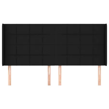 Tête de lit avec oreilles Noir 163x16x118/128 cm Tissu