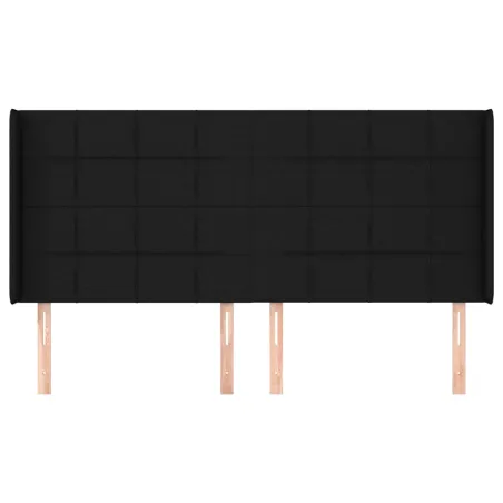 Tête de lit avec oreilles Noir 183x16x118/128 cm Tissu