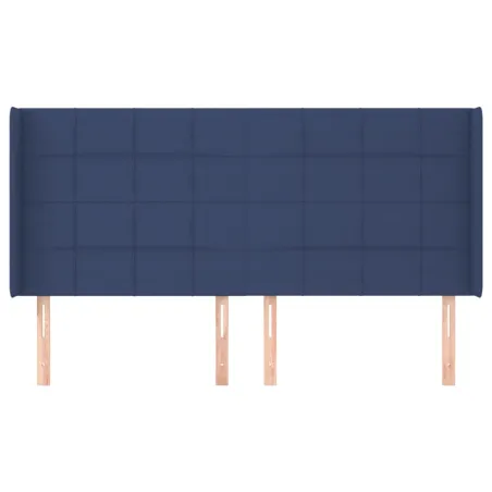 Tête de lit avec oreilles Bleu 183x16x118/128 cm Tissu